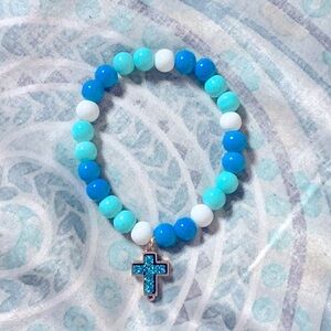 Blue cross bracelet